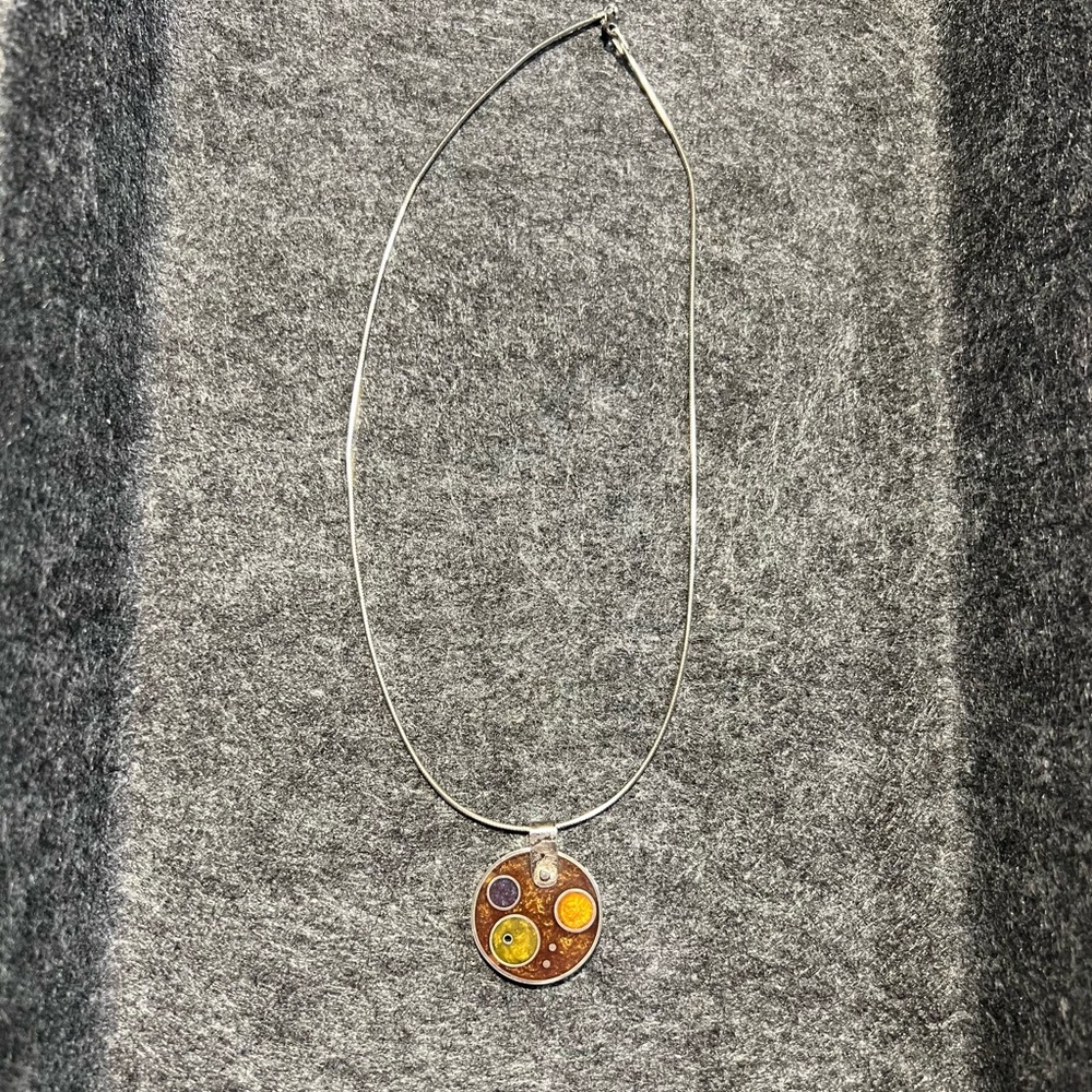 Handcrafted Artisan Necklace Sterling Silver And Epoxy